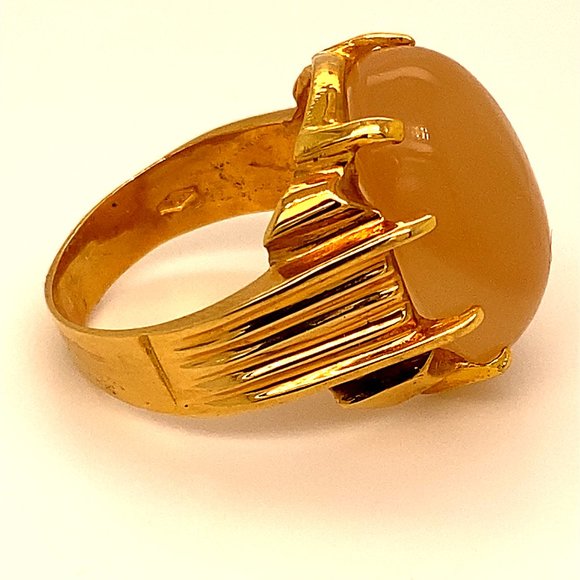 Orange Calcite 16.98ct Solid 18K Gold Ring - Picture 4 of 8